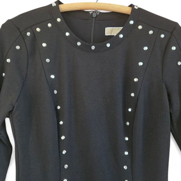 Michael Michael Kors Womens Black Dress W/ Metal Stud Detail Size 8 3/4 Sleeve P - Picture 2 of 7
